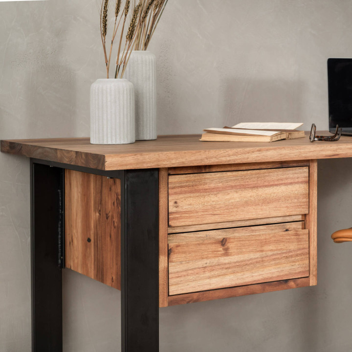 Demo - 1.4m Sahara Study Desk With Drawers Left - Blackwood - 4