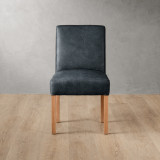 Chunky Leather Dining Chair - Oak - Midnight - 2