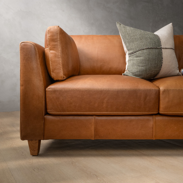 Sutherland 3-Seater Leather Couch - Cinnamon - 3