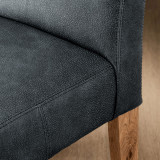 Chunky Leather Dining Chair - Oak - Midnight - 4