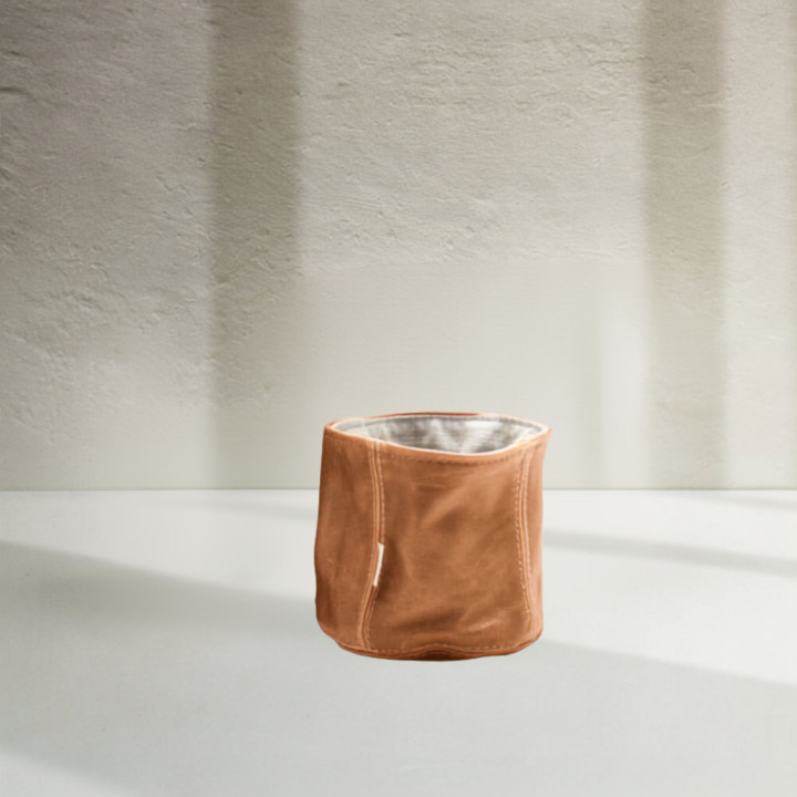 SMALL Leather Planter/Storage Baskets - Ginger - 1