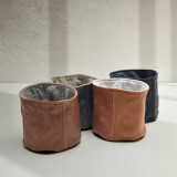 SMALL Leather Planter/Storage Baskets - Ginger - 3