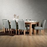 Chunky Leather Dining Chair - Oak - Pepper - 2