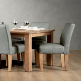 Chunky Leather Dining Chair - Oak - Pepper - 3
