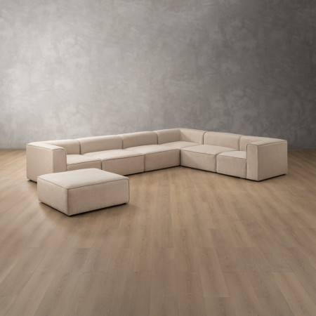 Havenwood Grand Corner Couch With Ottoman - Latté - 1