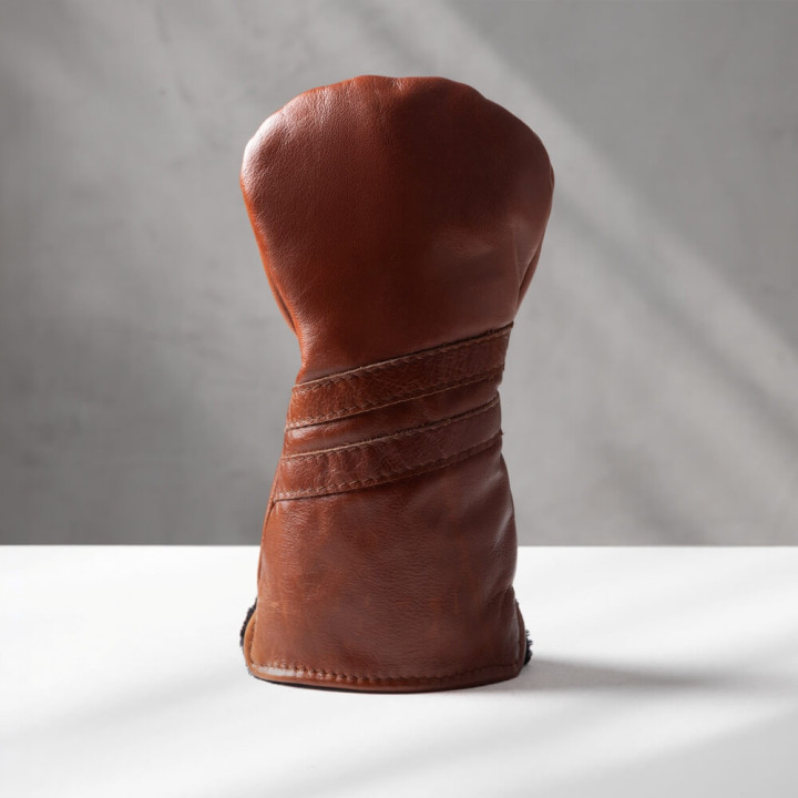 Premium brown curry genuine leather driver headcover