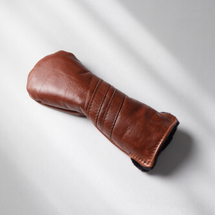 handcrafted leather fairway wood golf cover highlighting slim fit design.