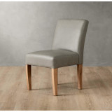 Chunky Leather Dining Chair - Oak - Grey - 1