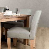 Chunky Leather Dining Chair - Oak - Grey - 3
