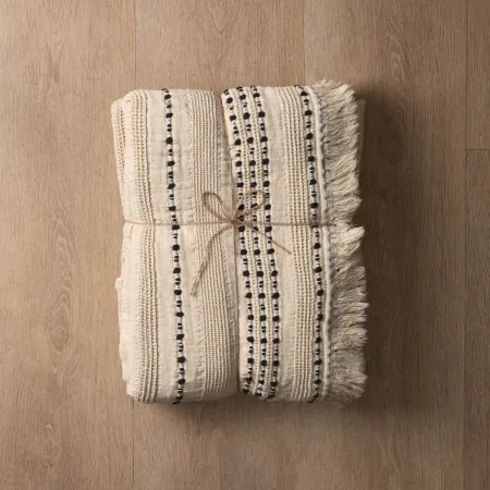 Valeria Throw - Ivory & Anthracite - 1