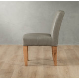 Chunky Leather Dining Chair - Oak - Grey - 5