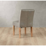 Chunky Leather Dining Chair - Oak - Grey - 6