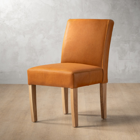 Chunky Leather Dining Chair - Oak - Ginger