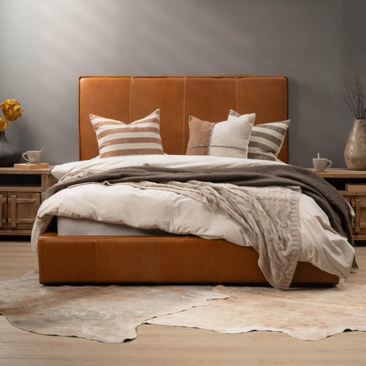 Dawncrest Montanelle Leather Bed - King XL - Tan 2
