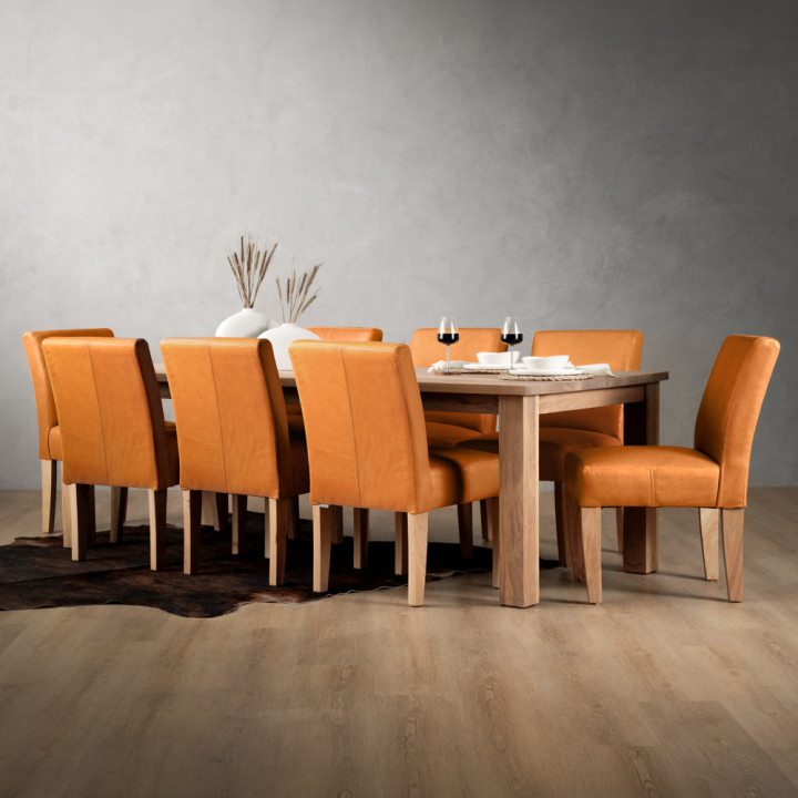 Chunky Leather Dining Chair - Oak - Ginger - 2