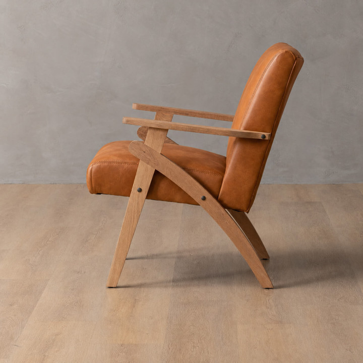Gariep Leather Armchair - Oak - Ginger