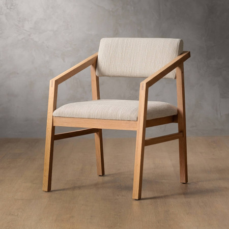 Jozi Fabric Carver Chair - Oak - Sea Sand