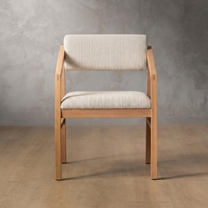 Jozi Fabric Carver Chair - Oak - Sea Sand 2