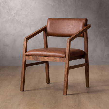 Jozi Leather Carver Chair - Blackwood - Curry