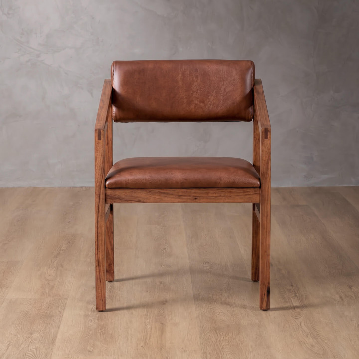 Jozi Leather Carver Chair - Blackwood - Curry