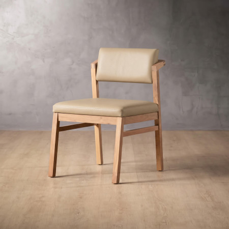 Jozi Leather Dining Chair - Oak - Cream