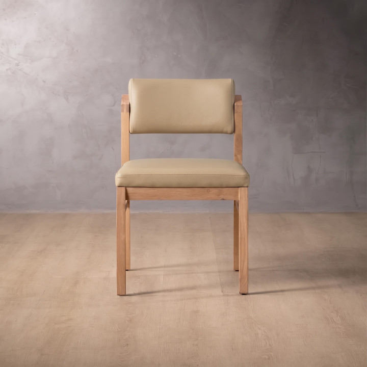 Jozi Leather Dining Chair - Oak - Cream