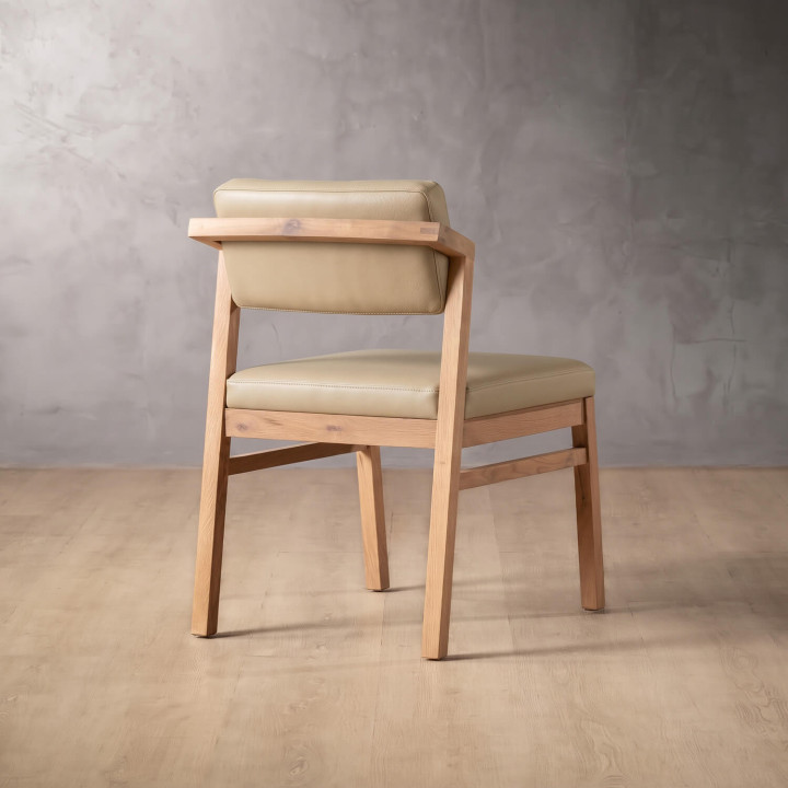 Jozi Leather Dining Chair - Oak - Cream