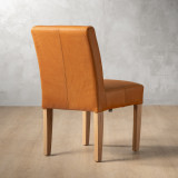 Chunky Leather Dining Chair - Oak - Ginger - 6