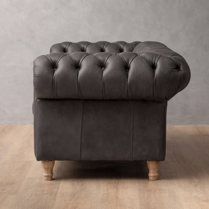 Chesterfield Leather Armchair - Charcoal 5