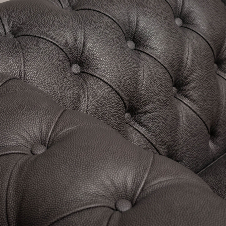 Chesterfield Leather Armchair - Charcoal 6