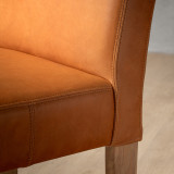 Chunky Leather Dining Chair - Oak - Ginger - 7