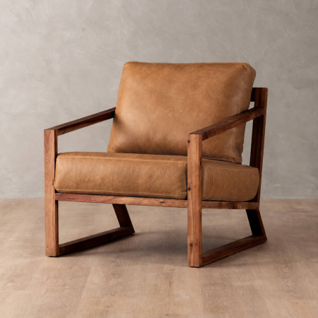Clarens Leather Armchair - Blackwood - Caramel