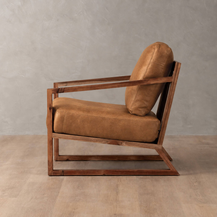 Clarens Leather Armchair - Blackwood - Caramel
