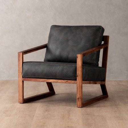 Clarens Leather Armchair - Blackwood - Midnight