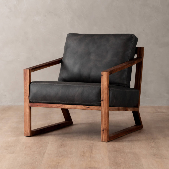 Clarens Leather Armchair - Blackwood - Midnight