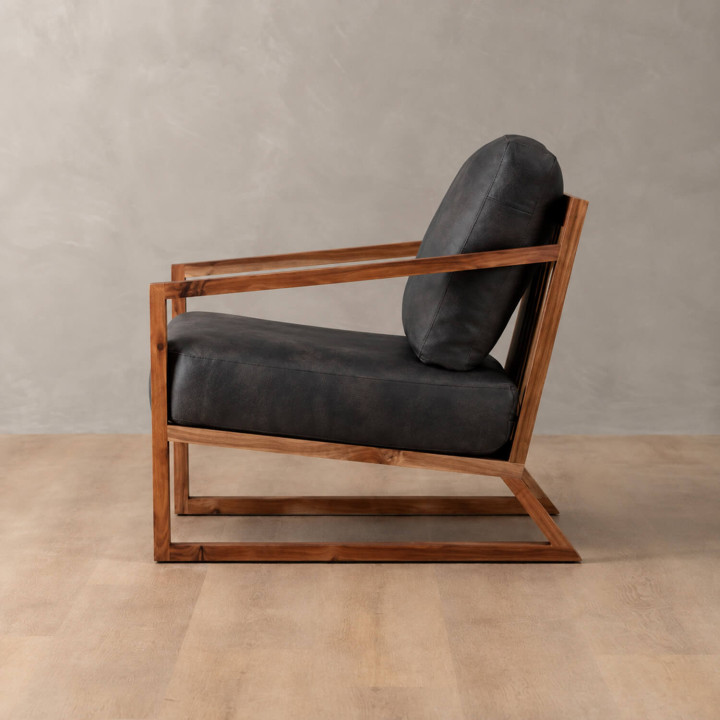 Clarens Leather Armchair - Blackwood - Midnight