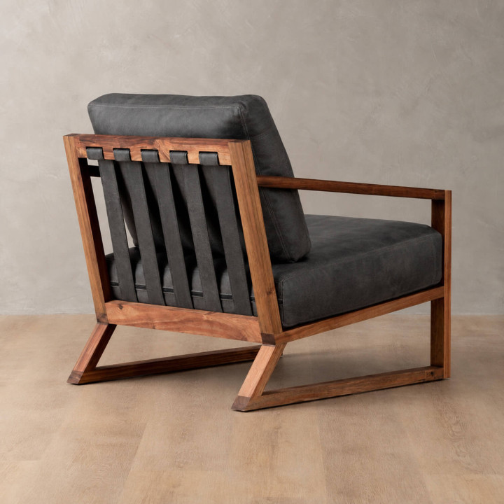 Clarens Leather Armchair - Blackwood - Midnight