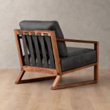 Clarens Leather Armchair - Blackwood - Midnight