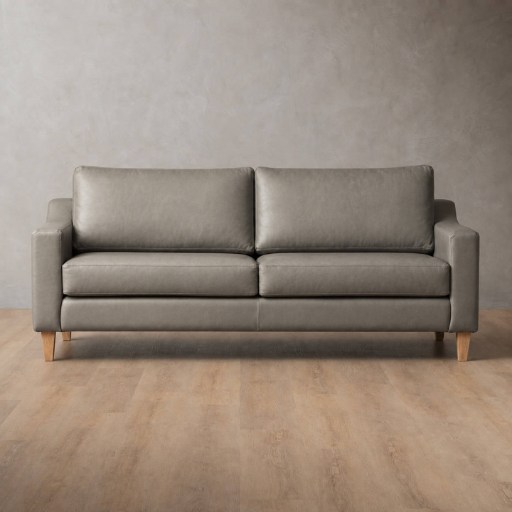 Douglas 3-Seater Leather Couch - Grey
