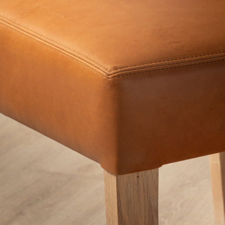 Chunky Leather Dining Chair - Oak - Ginger - 8