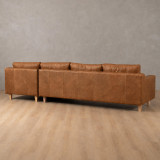 Douglas Leather Corner Couch with Daybed Right - Caramel