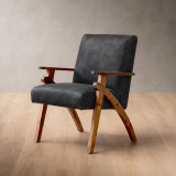 Gariep Leather Armchair - Blackwood - Midnight