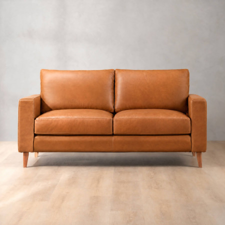 Hamlet 2-Seater Leather Couch - Ginger