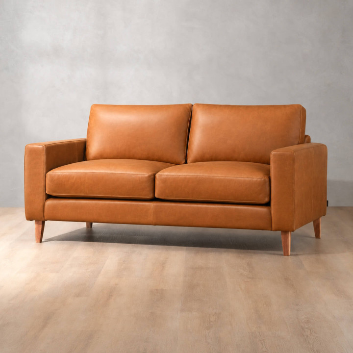 Hamlet 2-Seater Leather Couch - Ginger