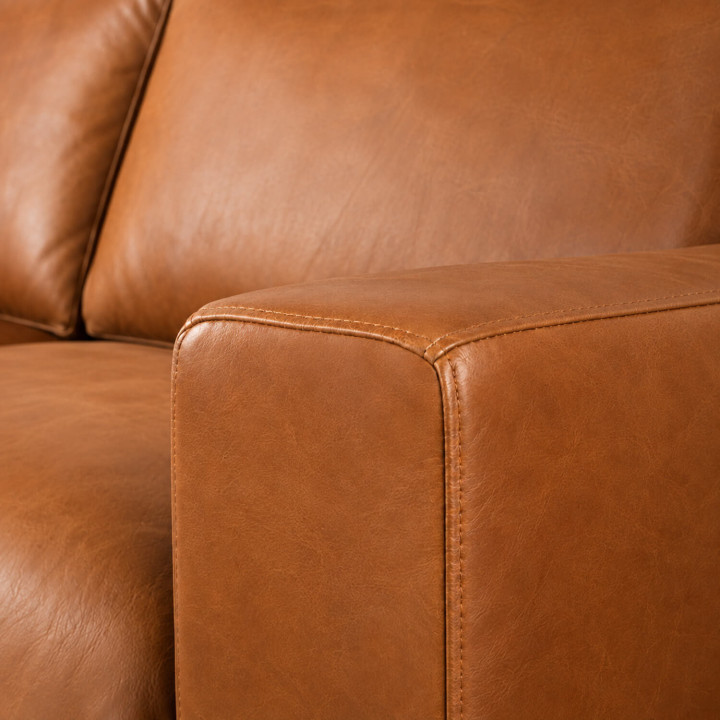 Hamlet 2-Seater Leather Couch - Ginger