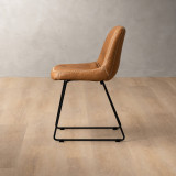 Hand-Stitched Leather Dining Chair - Caramel