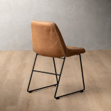 Hand-Stitched Leather Dining Chair - Caramel