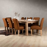 Chunky Leather Dining Chair - Oak - Butterscotch - 2