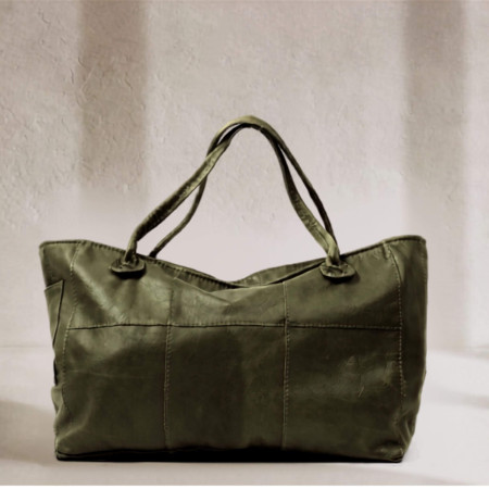 Sierra Oversized Leather Tote Bag - Olive 8