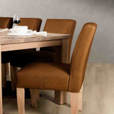Chunky Leather Dining Chair - Oak - Butterscotch - 3